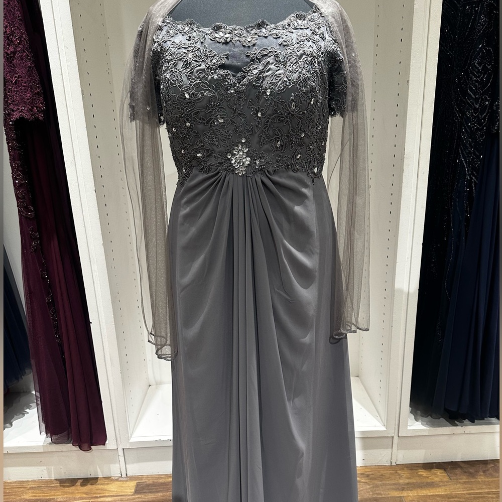 Christina Wu Charcoal Gray Lace Wedding Dress CLOSEOUT